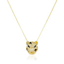 Gold color Jaguar earring ring necklace jewelry set for women white black cz leopard design