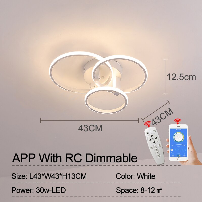 Smart Home Alexa Modern Led Chandelier Lamp RC Dimmable APP Circle Rings For Living Room Bedroom Ceiling Chandelier Fixtures