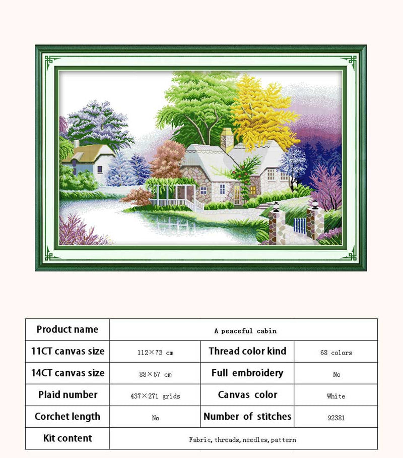 Leisurely Cabin House Scenery Patterns Counted 11CT 14CT Cross Stitch Sets DIY Cross-stitch Kit Embroidery Needlework Home Decor