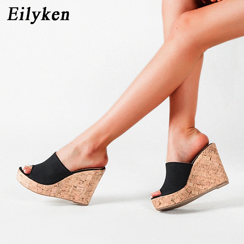 Eilyken 2023 New Summer Casual Cozy Platform Wedges Heels Slippers Ladies Fashion Open Toe Roman Women&