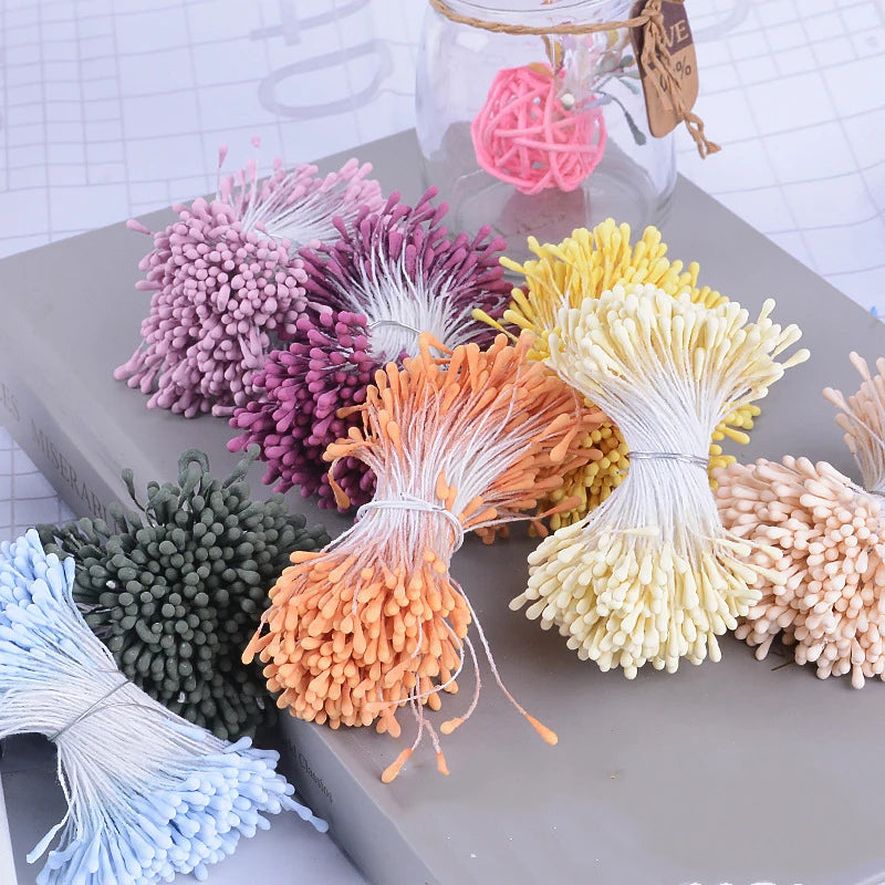 400pcs Mini Stamen Artificial Flower Head Supplies Bundle DIY Cake Christmas Wedding Gifts Box Accessories Wreaths Decoration