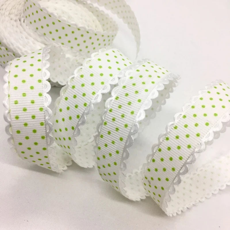 2cm 5Yards Dots Printed Embossed Ribbon For Handwork DIY Craft Bows Scrapbook Easter Wedding Christmas Deco Gift Floral Packing