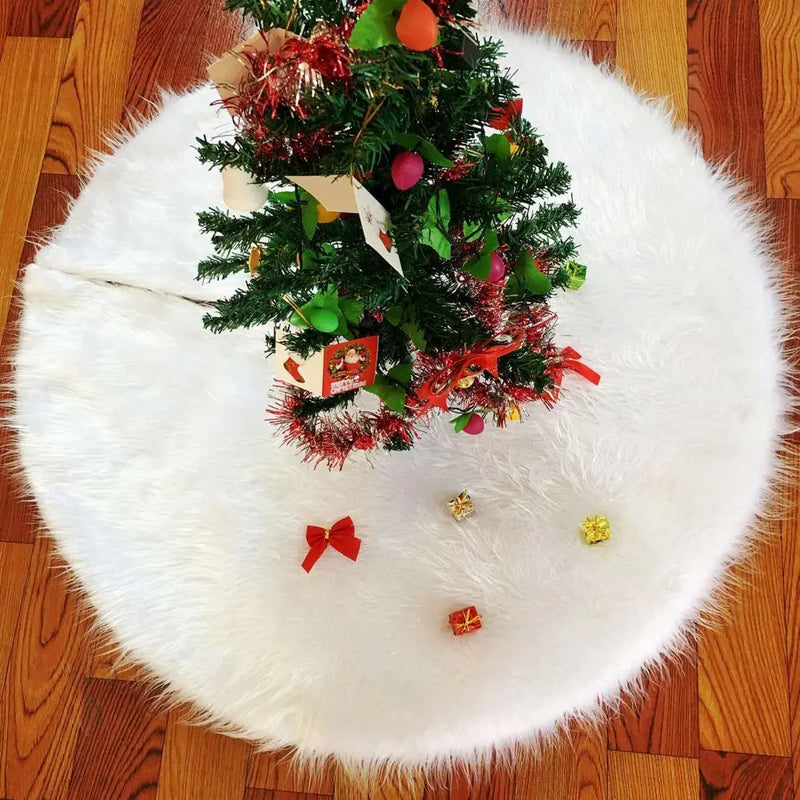 Dropshipping!White Christmas Tree Skirt  Soft Comfortable Xmas Tree Skirt Base for Home Decor