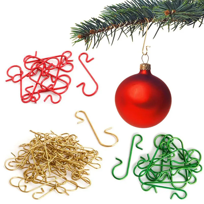 50pcs Christmas Ornaments Metal S-Shaped Hooks Holder Christmas Tree Ball Pendant Hanging Decorations for home Navidad New Year