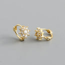 WANTME 925 Sterling Silver Luxury Zircon Romantic Flower Huggies Hoop Earring for Women Shiny Piercing Clips Loops Party Jewelry