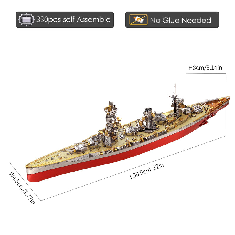 Piececool 3D Metal Puzzle Model Building Kits-Fuso Battleship DIY Jigsaw Toy ,Christmas Birthday Gifts for Adults