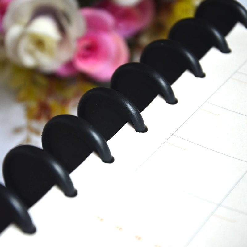 12pcs 18/24/28/32/38mm Plastic Binding Disc Black Plastic Ring Buckle Disc Buckle Mushroom Hole Button Loose-leaf Notebook Round