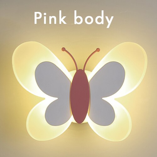 Butterfly Led Wall Sconce With Switch For Kids Bedroom Night Lights Deco Lamp For Girls Pink Fairy Nordic Nursery Decor HWL-044