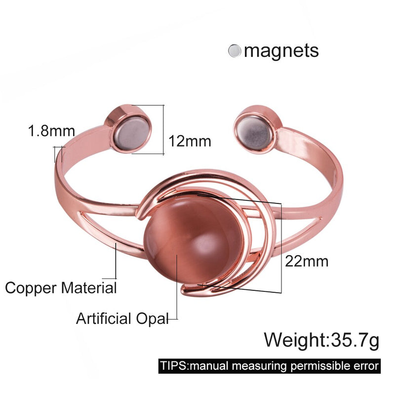 Magnetic Bracelet Copper Benefits Brown Crystal Sun Moon Copper Magnetic Bracelet Arthritis Health Energy Bracelets &amp; Bangles