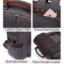 VASCHY Leather Laptop Backpack Travel Leisure Casual Canvas Campus School Rucksack with 15.6 Inch Laptop Compartment