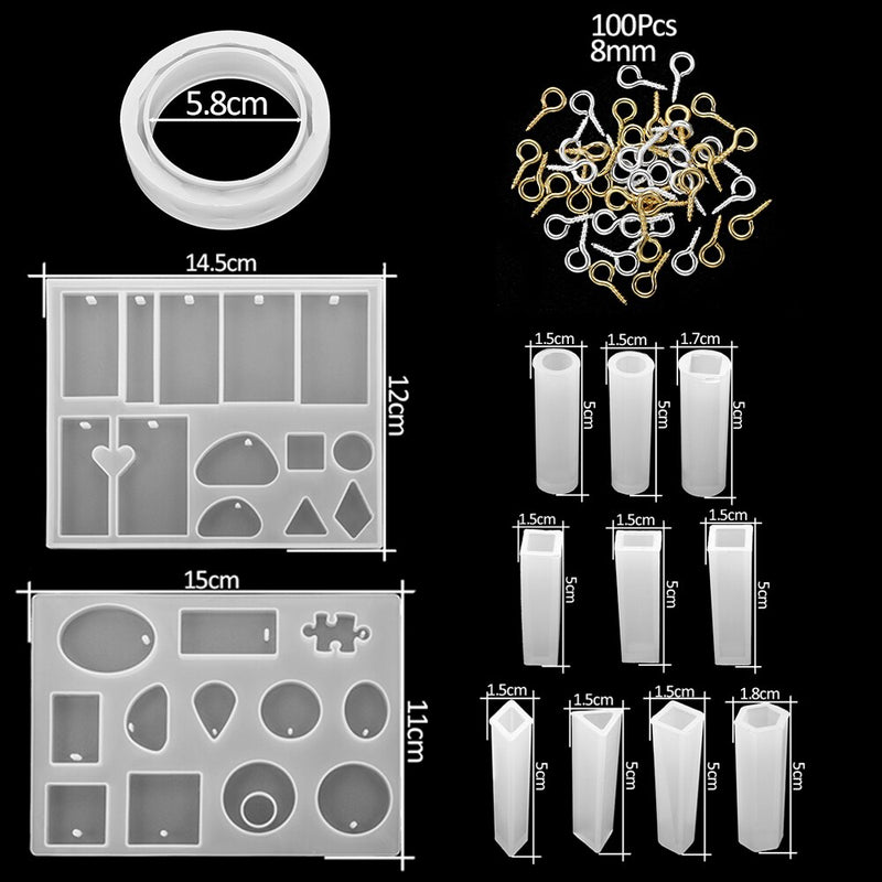 1 Set Mixed Style Silicone Epoxy Resin Casting Molds UV Tool Set For DIY Pendant Jewelry Making Finding Accessories Supplies