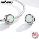 WOSTU Trendy New 925 Sterling Silver Wrap-Around Vine Charm Opal Zirconia Beads fit Women Bracelet DIY Jewelry Making CQC1576