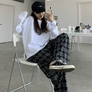Wide Leg Pants Womens Hot Sale Summer Fall Chic High Waist All-match Teens Streetwear Ins Trendy Harajuku Plaid Womens Trouser