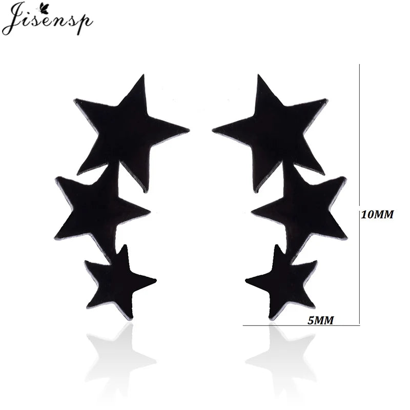 Multiple Stainless Steel Stud Earrings for Women Kids Black Minimalist Round Star Moon Cross Earring 2024 Jewelry Accessories