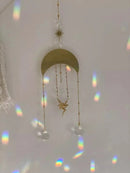 Handmade Fairy Dancing Under Moon Stars Sun Catcher Fairy Realm Celestial Gold Witchcraft Boho Decor Witchy Crystal Sun Catchers