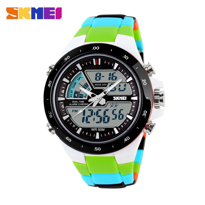 SKMEI 1016 Brand Sport Watch for Men 5Bar Waterproof Stopwatch Dual Display Wristwatches Men&