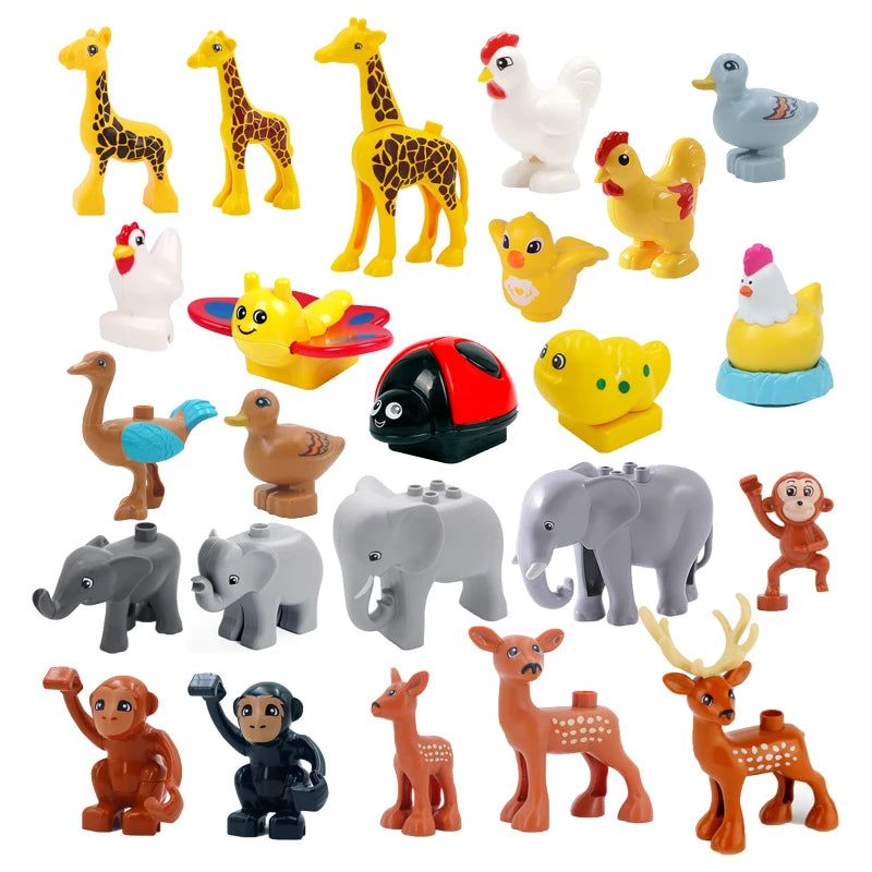 Big Building Blocks Animal Locking Giraffe Deer Chicken Elephant Compatible Sets Bricks Home Educational Toys For Children Gift