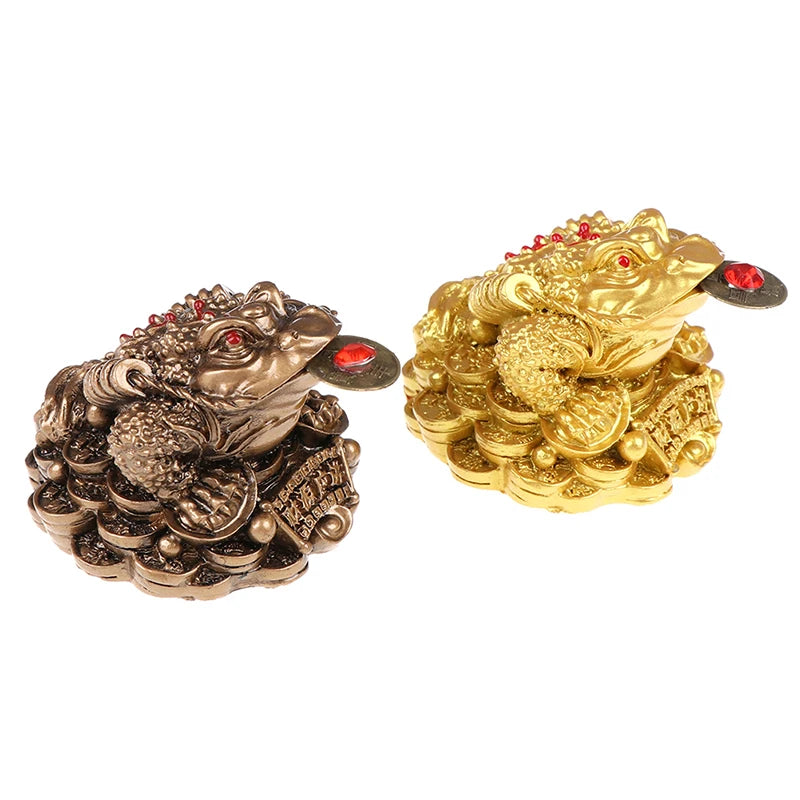 Feng Shui Toad Money LUCKY Fortune Wealth Chinese Golden Frog Toad Coin car Home Office Decoration Tabletop Ornaments Lucky