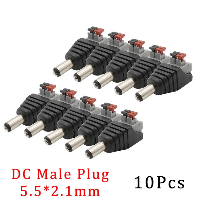 10Pcs DC Power Jack Socket Connector 5.5*2.1mm 3.5x1.3mm Male Female DC005 DC022 DC099 DC plug socket Nut Panel Mount Adapter