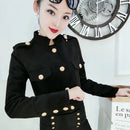 3XL!spring autumn fashion black short jacket women stand collar single breasted top coat