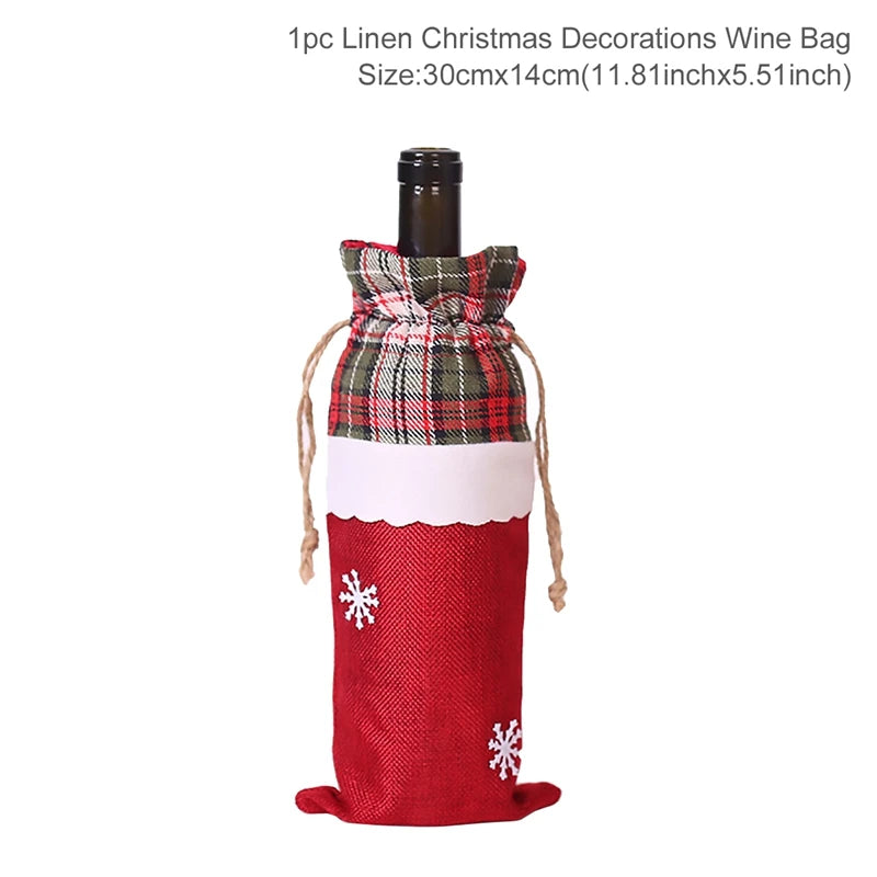 Christmas Wine Bottle Cover Merry Christmas Decorations For Home Christmas Ornament Xmas Table Decor New Year 2025 Navidad Gift