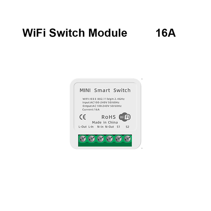 AVATTO Tuya Mini 16A WiFi Switch Module with Smart Life App 2 Way Control, Smart Home Interruptor Work for Alexa, google home