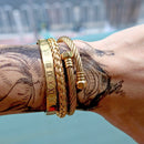 3pcs/Set Hot Men Titanium Steel Roman Numeral Bracelet Horseshoe Buckle Bangles Pulseira Bileklik Luxury Handmade Jewelry