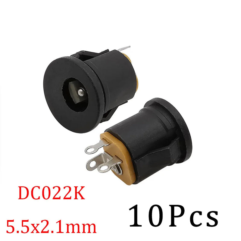 10Pcs DC Power Jack Socket Connector 5.5*2.1mm 3.5x1.3mm Male Female DC005 DC022 DC099 DC plug socket Nut Panel Mount Adapter