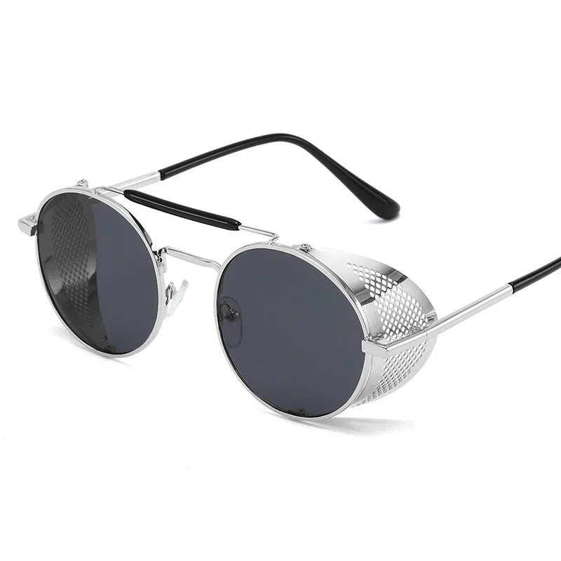 Steampunk Sunglasses Ladies Round Vintage Metal Sunglasses Men Brand Design Steampunk Glasses UV400 Gafas De Sol