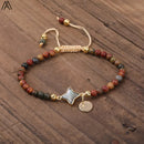 Natural Stone Water Drop Beads Bracelets Handmade 4mm Black Labradorite Stone Beads Knot Braided Bracelet Women Boho Jewelry