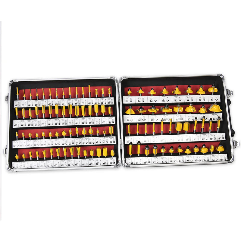 Allsome 100pcs 1/4” Router Bits, Carbide Wood Milling Cutter for Woodworkers and Beginners, Ideal for Woodworking Project