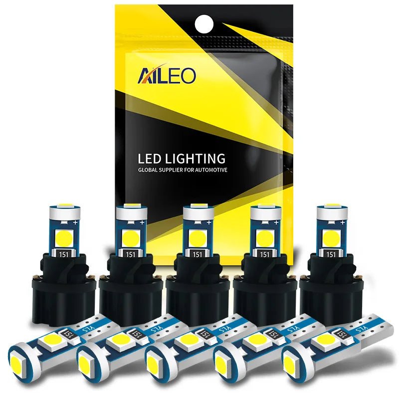 AILEO 10 PCS LED Bulb T5 W3W W1.2W PC74 PC37 PC118 Super Bright Car Dashboard Warming Indicator Wedge Light Auto Instrument Lamp