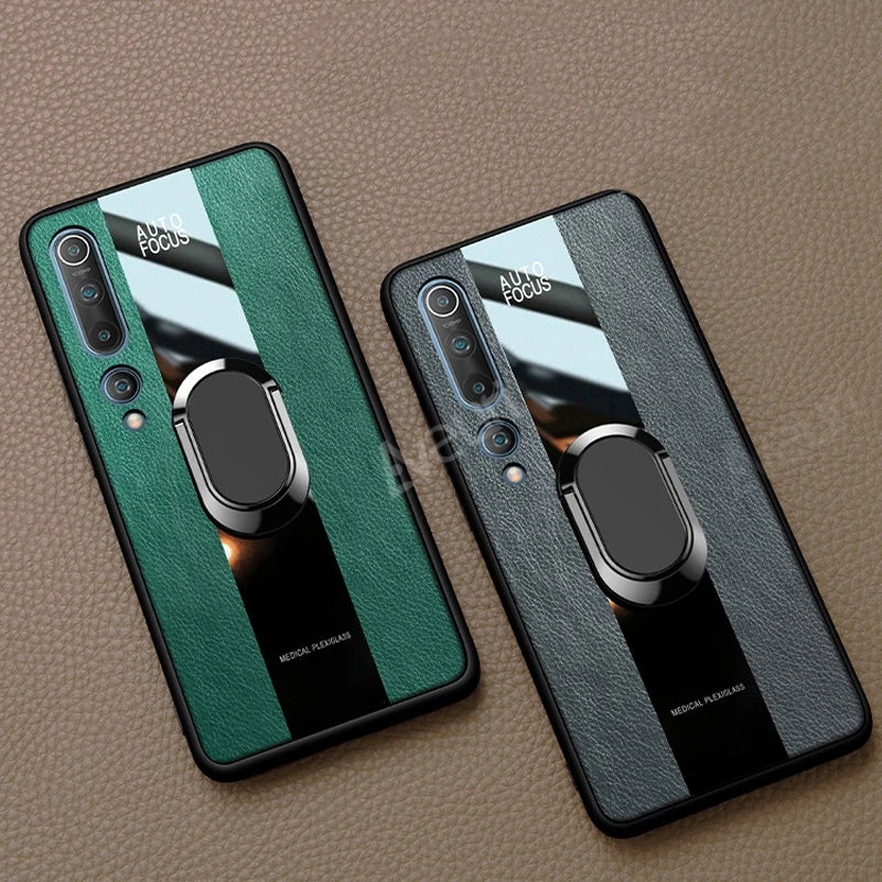 PU Leather Car Holder Phone Case For Xiaomi Mi 10T 11T 12T 13T Pro Redmi Note 9S 10S 8 9 10 11 12 Pro Plus Cover Silicone Case