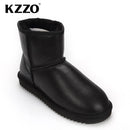 KZZO Australian Classic Waterproof Ankle Men Snow Boots Genuine Leather Natural Wool Lined Winter Warm Non-slip Short Boots 2021