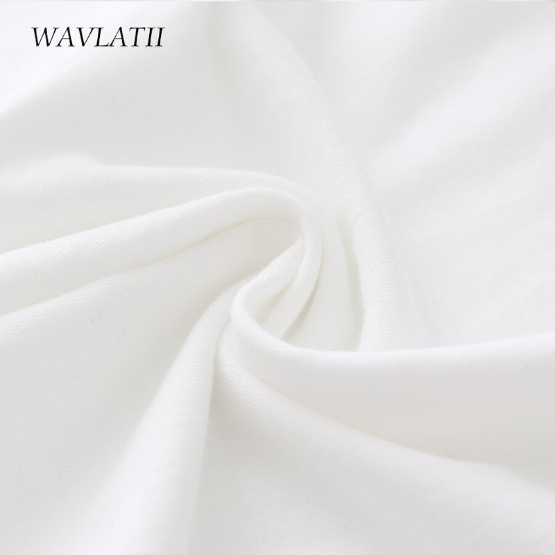 WAVLATII Women New Cotton T shirts Female Soft White Black Tees Lady Plus Size Basic Tops for Summer WT2102