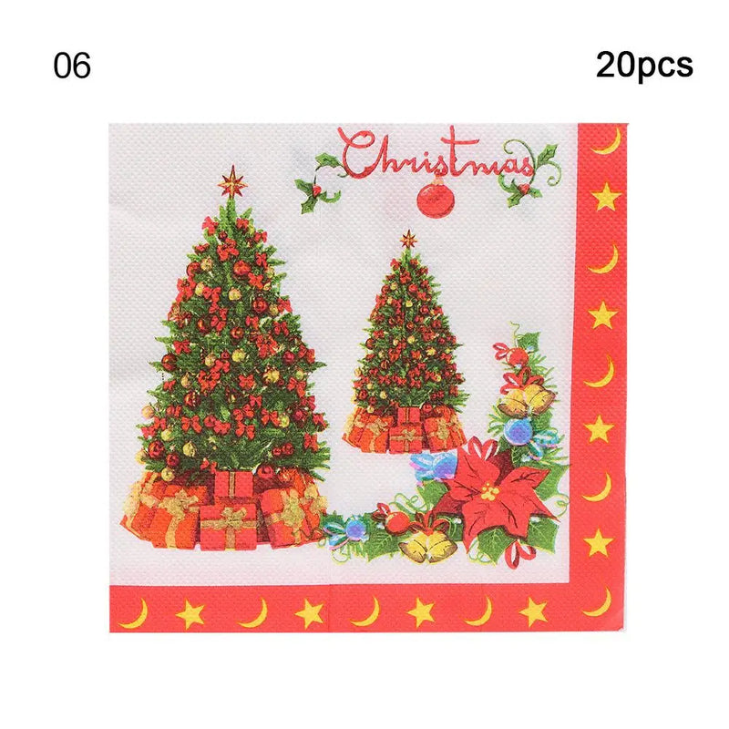 20PCS Lunch Paper Home Decorations Decor Tissue Bathroom Tissue Christmas Paper Napkins Xmas Decor Serviette Disposable Napkins