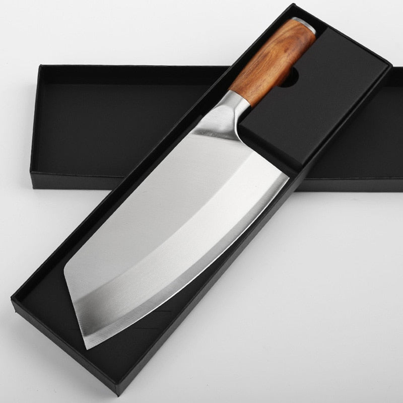 8 Inch Stainless Steel Chinese Chef Knife Meat Chopping Cleaver Kitchen Knife Vegetables Slicing Fish Fillet Knife Ultra Sharp