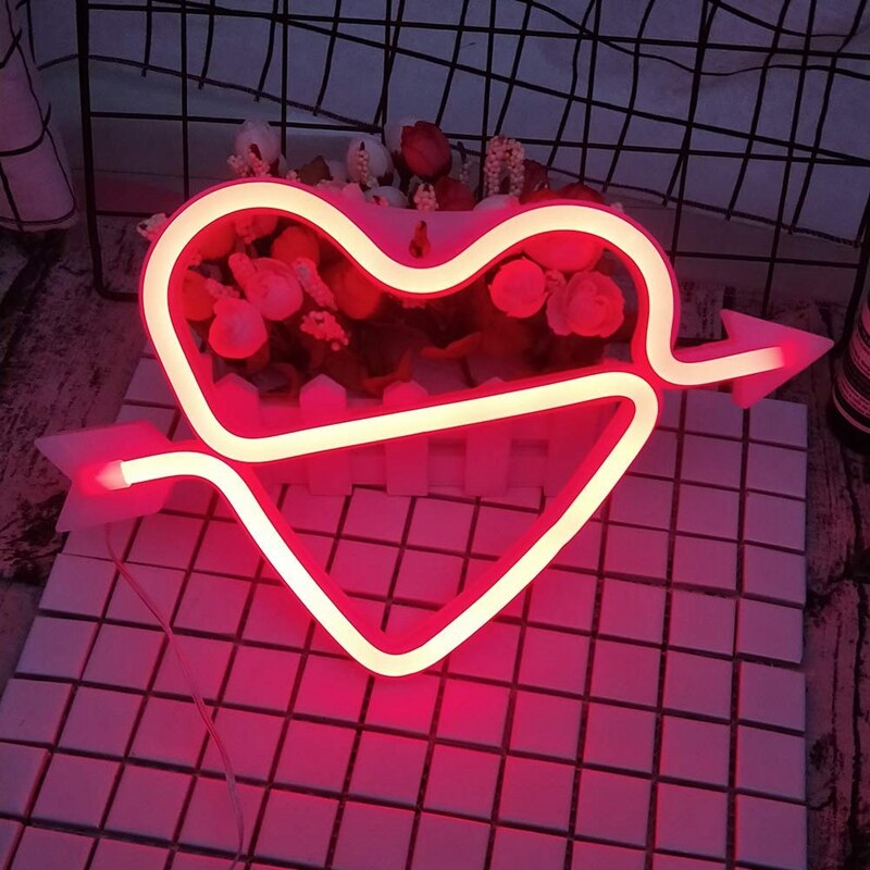 Neon Light Pink Red Lips LED Neon Sign USB / Battery Powered Home Wedding Party Valentine's Day Wall Hanging Decor Neon