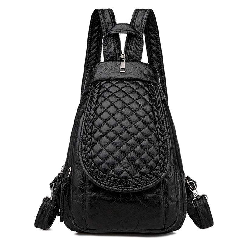 High Quality Soft PU Leather Backpack Women Small Chest Bags Fashion School Bag Casual Shoulder Bags for Women 2021 New Mochila