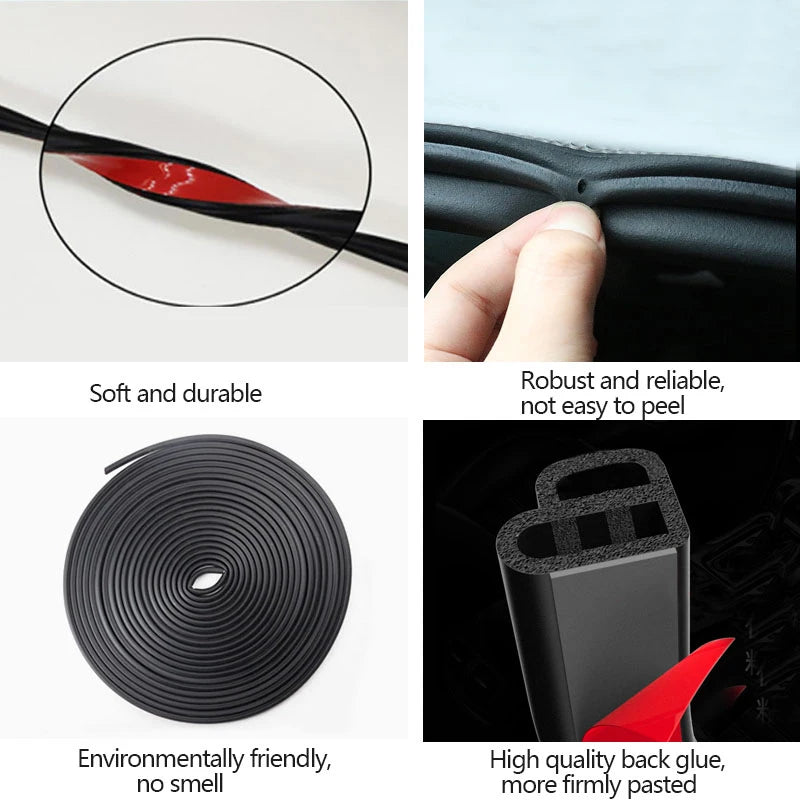 Auto Door Rubber Seal Strip L-type Double Layer Sealing Adhesive Stickers Noise Insulation Weatherstrip Car Interior Accessories