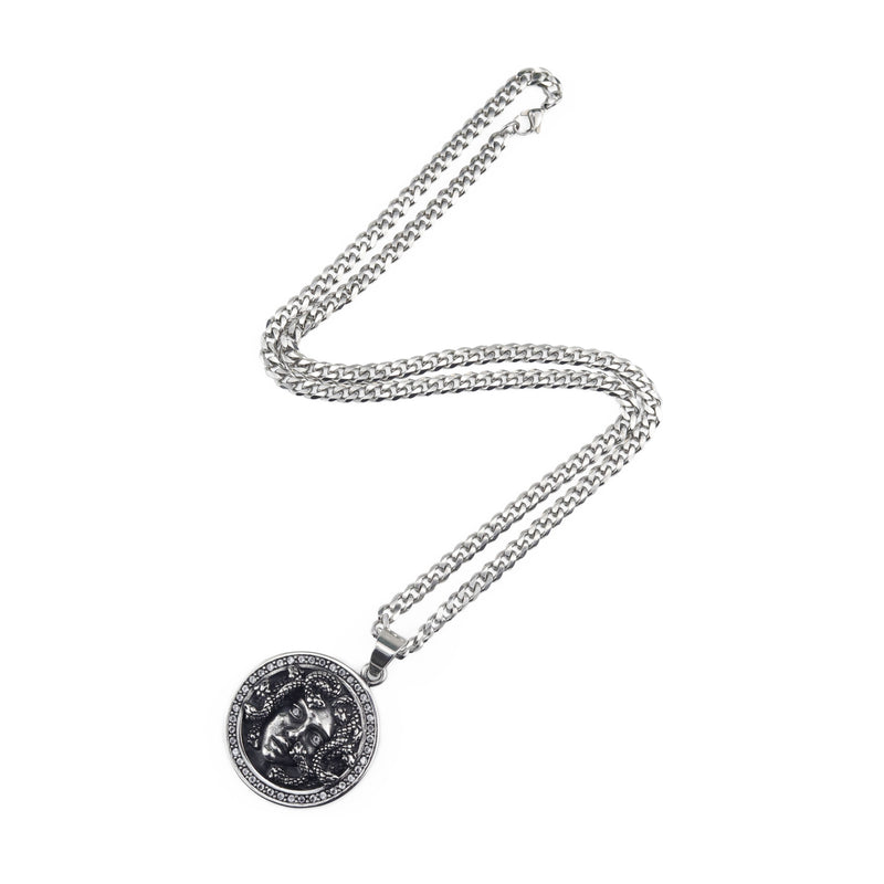 Luxury Hiphop Street Style Snake Medusa Pendant Men Stainless Steel Necklace Cuba Chain Necklaces Pendants For Men Jewelry