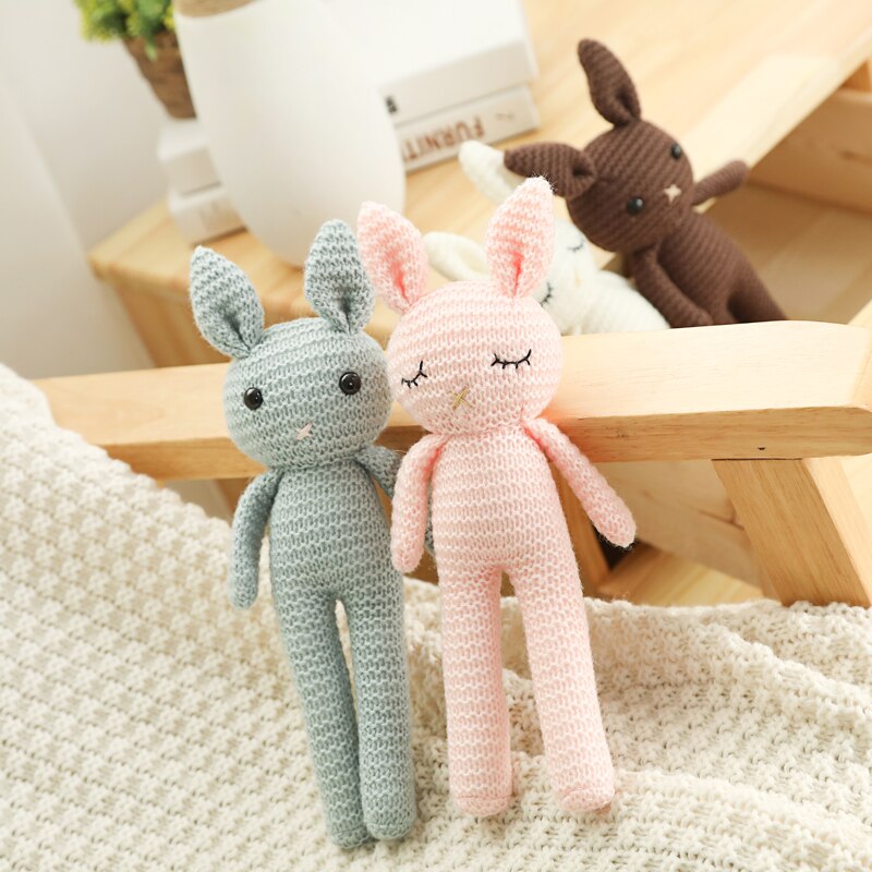 1 PCS new handmade crochet rabbit wool doll wool animal stuffed plush soothing handmade Crochet Bunny deer fox lion Baby Doll