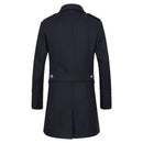 Navy blue wool coat business casual brand clothing 2019 winter luxury high quality thick warm double row button men's slim coat