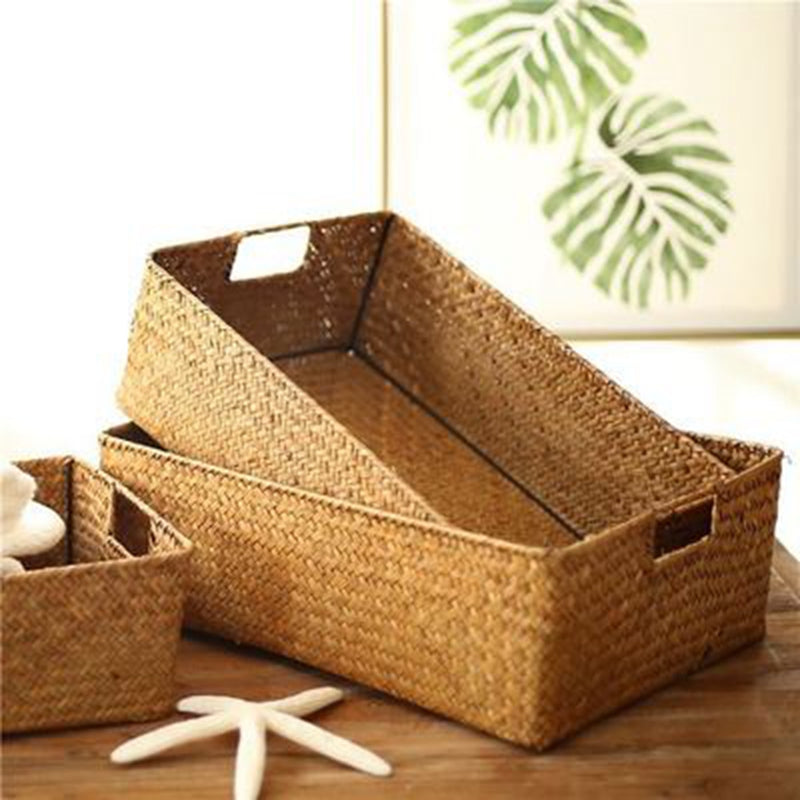 Zerolife Natural Large Woven Seagrass Basket Of Straw Wicker For Home Table Fruit Bread Towels Small Kitchen Storage Container