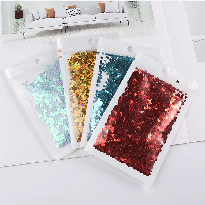 Eco-friendly PET 3mm Ultrathin Heart Nail Sequin Mixed Holographic Laser Silver Glitter Sequins for Craft Nail Art Decoration