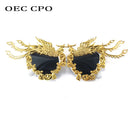 OEC CPO Fashion Party Dragon And Phoenix Sunglasses Women New Unique Colorful Gold Punk Sun Glasses Female Eyeglasses O992