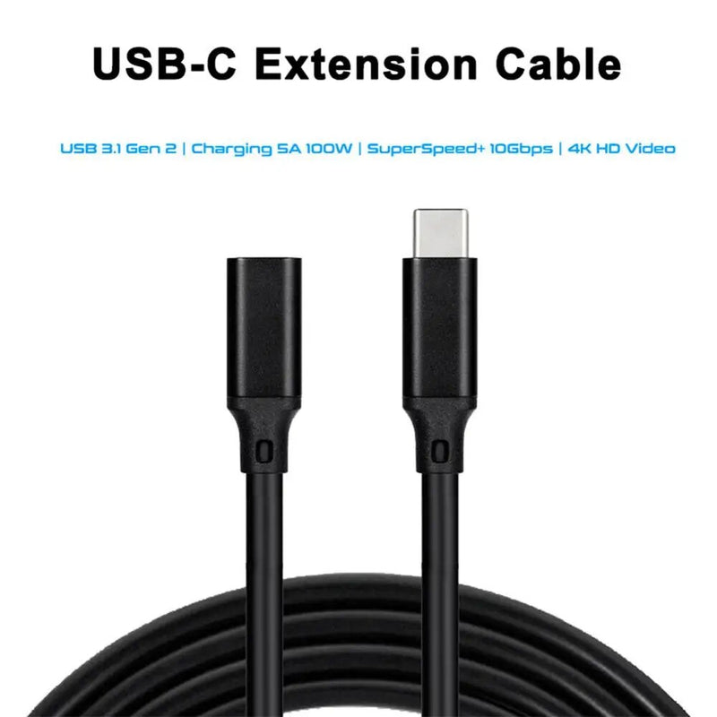 HD 4K 60Hz PD 5A USB3.1 Type-C Extension Cable 100W USB-C Gen 2 10Gbps Extender Cord For Macbook Nintendo Switch SAMSUNG Laptop