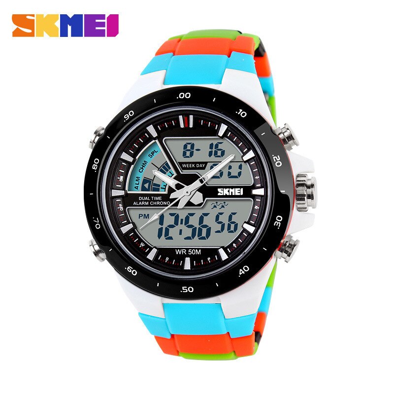 SKMEI 1016 Brand Sport Watch for Men 5Bar Waterproof Stopwatch Dual Display Wristwatches Men&