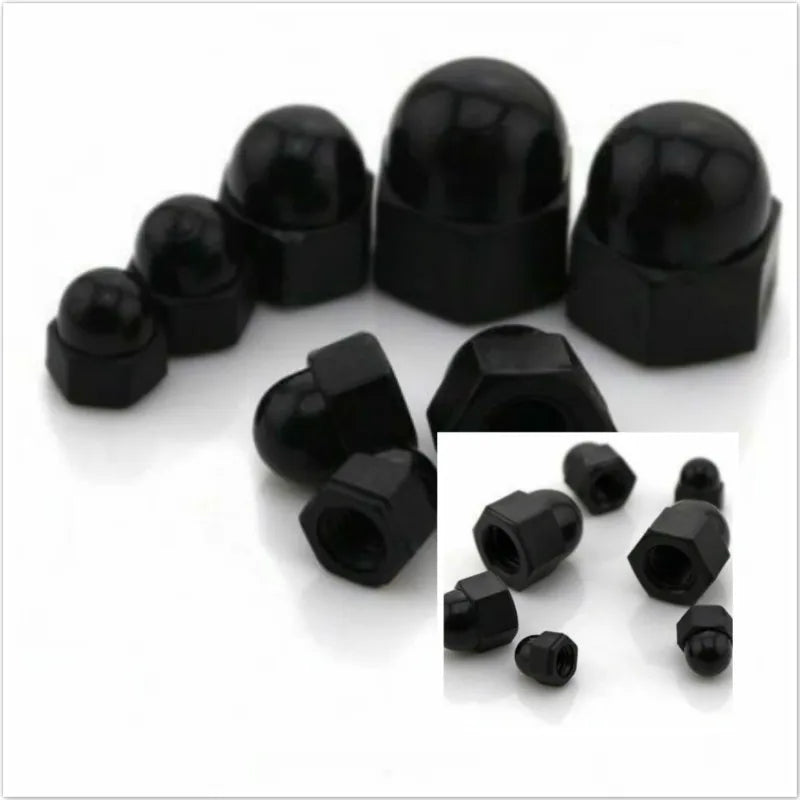 50/100pcs M3 M4 M5 M6 M8 M10/M12 Plastic Hex Nylon Cap Nuts Decorative Cover Semicircle Acorn Nut White Black.