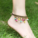 European and American Bohemian Retro Female Anklet Round Beads Semi-precious Stones Hand-woven Beach Holiday Women's Anklet